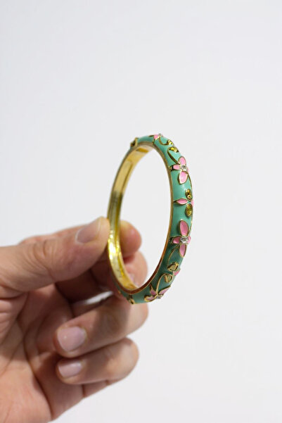 KANİNCHEN Renki Mimeli Çiçek Desenli Kelepçe Bileklik Hediye Bileklik