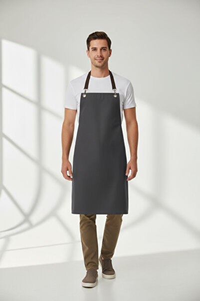 yibucraft مريلة مطبخ رمادية للجنسين من الجبردين – مريلة طهاة وباريستا مع حزام قابل للتعديل