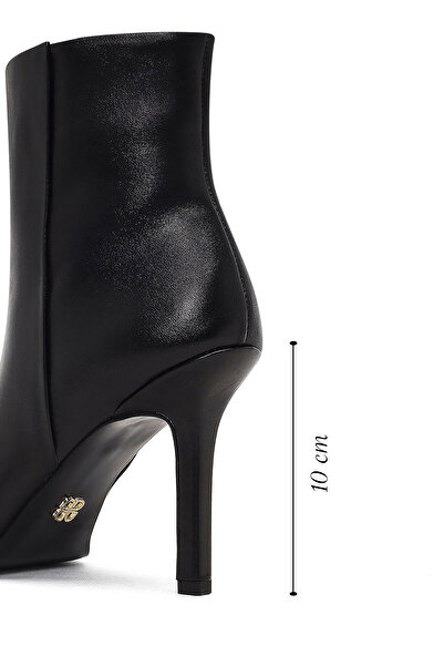 Derimod Kadın Siyah Fermuarlı Yüksek İnce Topuklu Deri Bot 25WFD163318