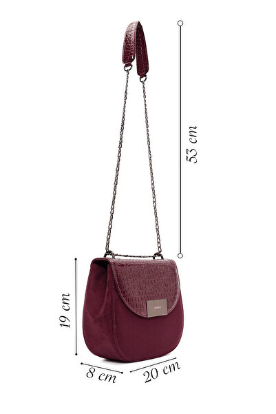 Derimod Women's Burgundy Chain Strap Printed Shoulder Bag 25Wbd200714