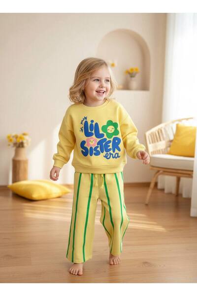 Pinkitokids Lil Sister Sweatshirt and Woven Pants Set