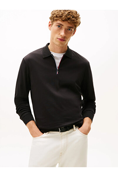 Tommy Hilfiger Men's Regular Fit Zipper Notched Collar 100% Cotton Long Sleev...