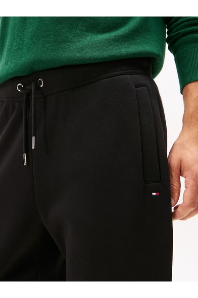 Tommy Hilfiger Erkek Normal Kalıp Beli İp Bağlamalı Pamuklu Siyah Eşofman Altı MW0MW41501-BDS