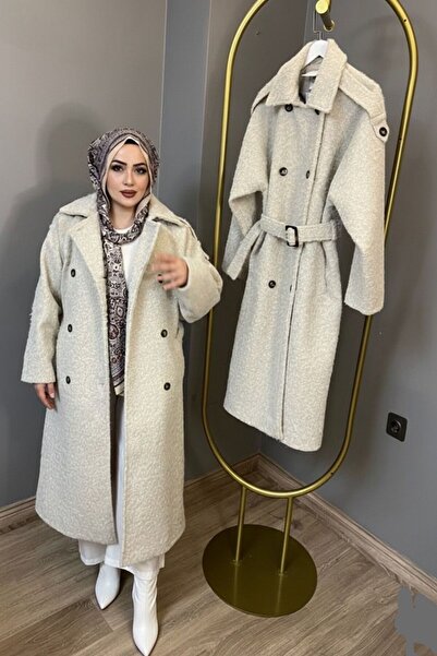 KÜBRA Long Cashmere Coat Felt Model Gray Color