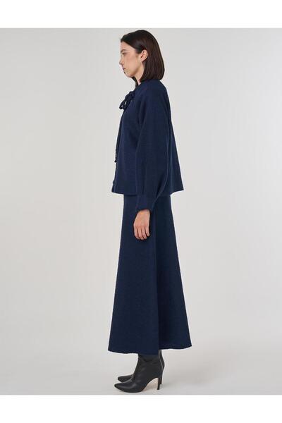 Kayra Tweed Suit with Skirt Dark Navy Blue