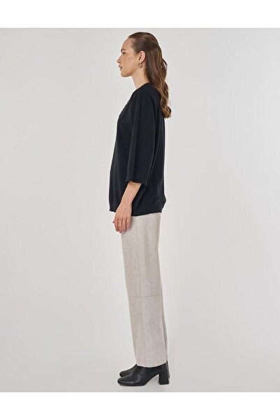 Kayra Payet İşlemeli Triko Tunik Siyah
