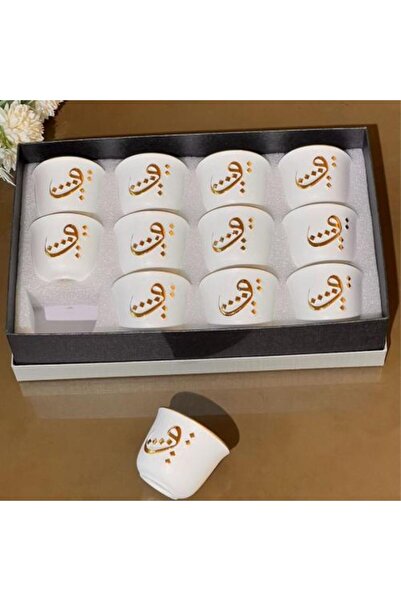 Generic طقم فناجيل قهوة عربي 12 قطعة منقوش
