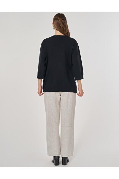 Kayra Payet İşlemeli Triko Tunik Siyah