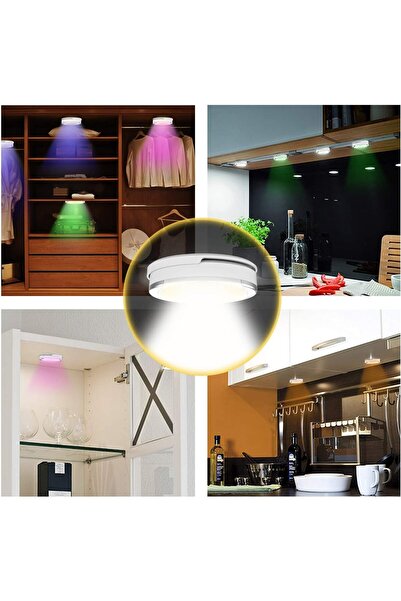 RADIOTRONICS LED Puck Lights, Battery Operated with Remote, Timer & Dimmer, Under-Cabinet, 7 Colors