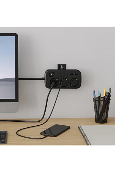 Skygo Akım Korumalı Priz 2 Usb + 2 Type-c Girişli 2 Metre Kablosu Anahtarlı Ve Duvara Monte Edilebilir