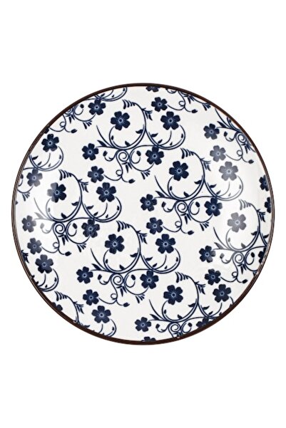 SHOPIENS Farfurie de desert, model floral, porțelan, albastră, 15 cm - MYONNA