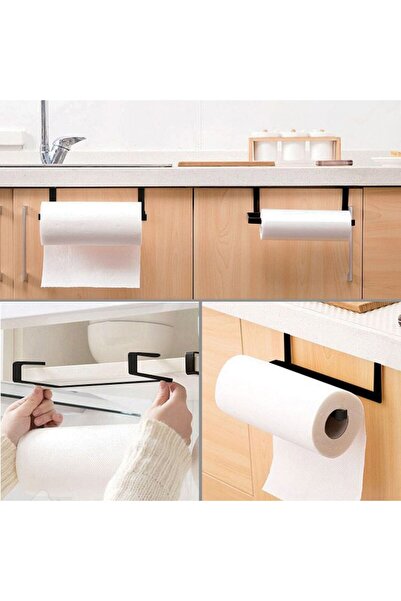 SHOPIENS Metal Paper Towel Holder, Black, 24x6.5x7 cm - MYONNA