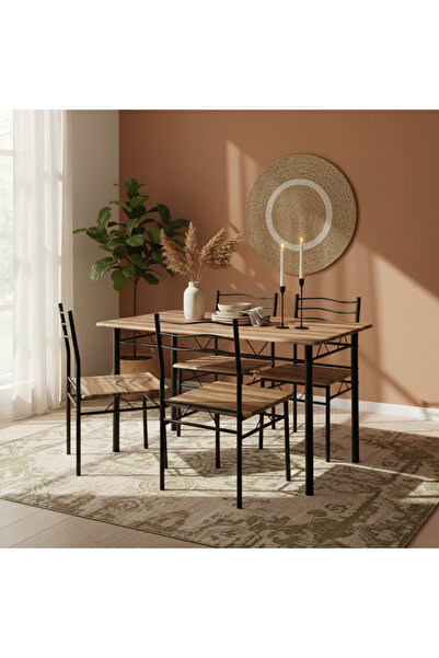 Living طاولة طعام أنيقة مع 4 كراسي أنيقة