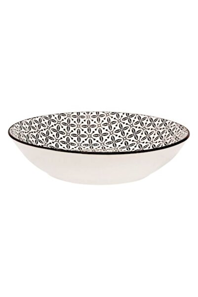 SHOPIENS Soup Plate, Black-on-Beige Pattern, Porcelain, 20 cm, 750 ml