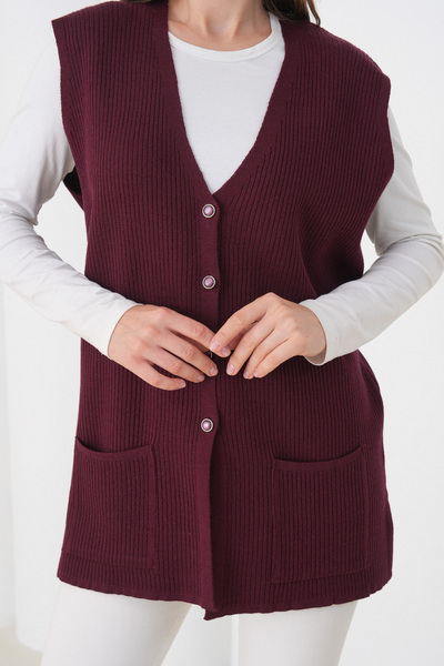 New Lamierra Mother Women's Knitwear Ribbed Wool Vest