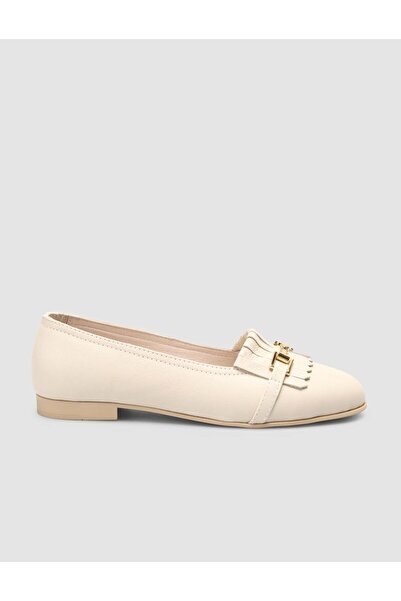 Cabani 100% Genuine Leather Beige Women's Ballerinas