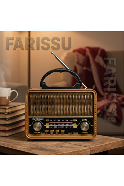 farissu Everton RT-751 Nostaljik Tasarımlı Bluetooth/Solar/USB/TF Kart Destek...
