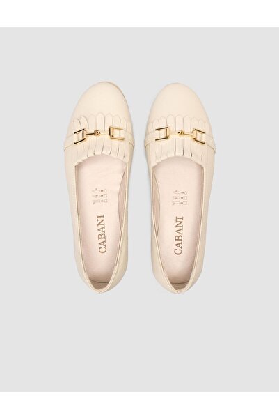 Cabani 100% Genuine Leather Beige Women's Ballerinas