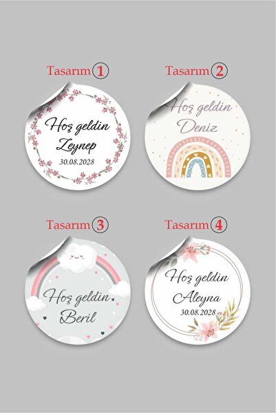 Vice Hoş geldin bebek etiketi (3.5 cm)100 Adet doğum günü etiketi