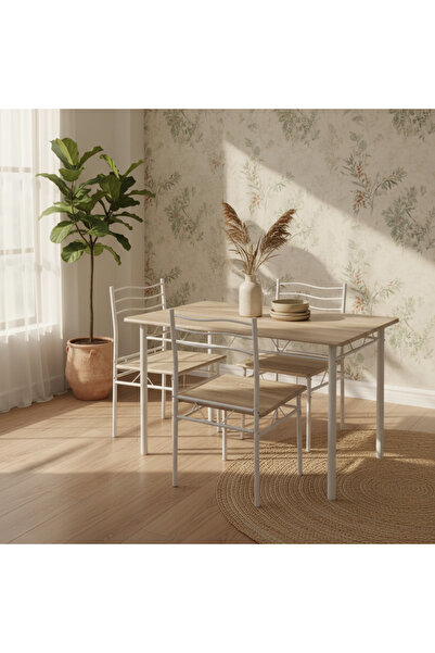 Living Elegant Dining Table with 4 Stylish Chairs