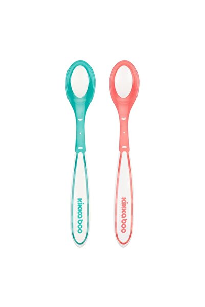 SHOPIENS Set of Spoons, Kikka Boo, Temperature Detector, 2 Pieces, Pink and Turquoise