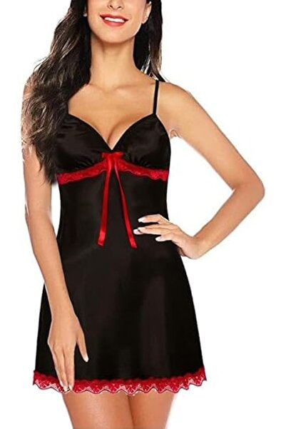 Margoun قميص نوم من الساتان بأشرطة رفيعة مع قميص نوم بفتحة رقبة على شكل حرف V...