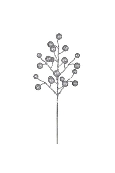 SHOPIENS Creangă decorativă de Crăciun cu fructe argintii strălucitoare, 43 cm