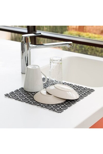 SHOPIENS Ράφι Στραγγίσματος Μαχαιροπήρουνων, Λουλουδάτο Σχέδιο, Ανθρακί, 29x2...