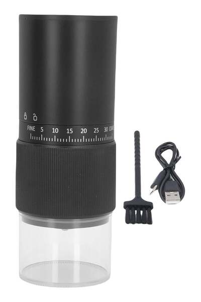 Generic Portable Electric Coffee Grinder USB Rechargeable Ceramic Burr Mill with Adjustable Settings
