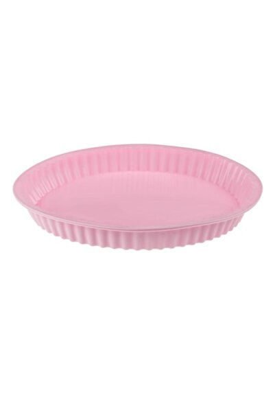 SHOPIENS Silicone Round Tart Mold, Pink, 26 cm x 3.7 cm (Dishwasher, Microwave, Freezer Safe)