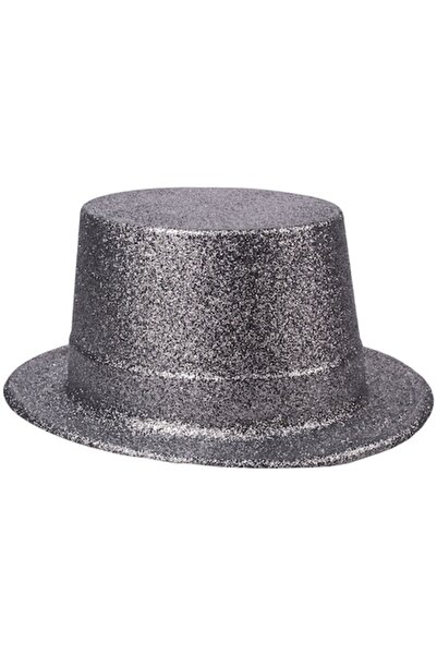 MYONNA IT & E- COMMERCE Adult Costume Hat - Silver Glitter, 52 cm Height, PVC