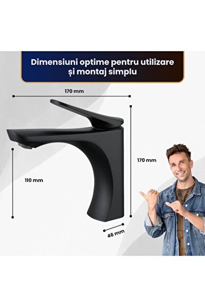 BiXXBi basin faucet, matte black, ceramic cartridge, Neoperl aerator, 1218 g