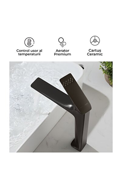 BiXXBi Bath X High Basin Faucet, Matte Black - Deck-Mount Single-Handle, Ceramic Cartridge