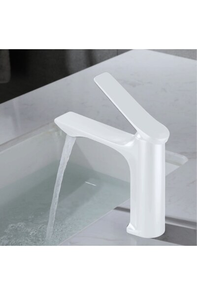 BiXXBi Baterie lavoar cu monocomandă, finisaj alb mat, cartuș ceramic, 35 mm