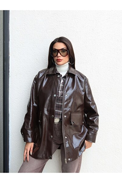 ESRAHELVACI Shiny Snap Leather Jacket