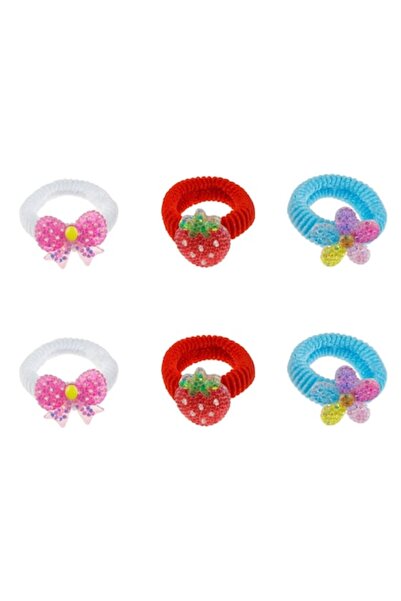 SHOPIENS Elastice de păr din țesătură terry, multicolore, set de 6 - Funde și...