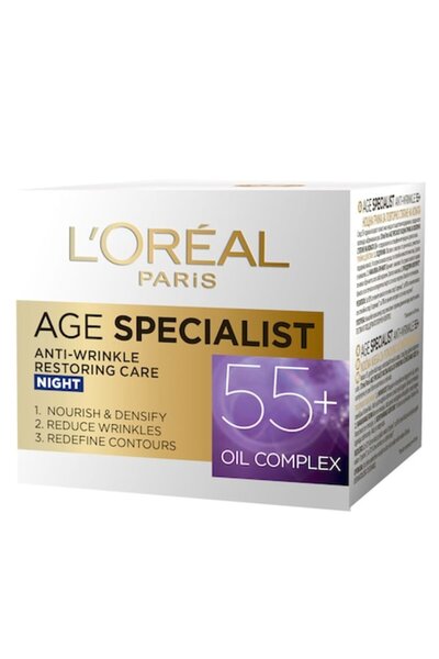 L'Oreal Paris Pack of 2 x L'Oreal Age Specialist Night Anti-Wrinkle Cream 55+ 50ml
