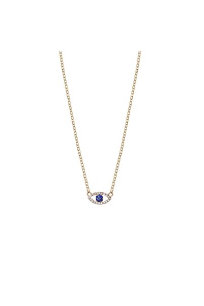 MYONNA IT & E- COMMERCE Colier de damă, lanț de aur, stras albastru, 1,5 cm