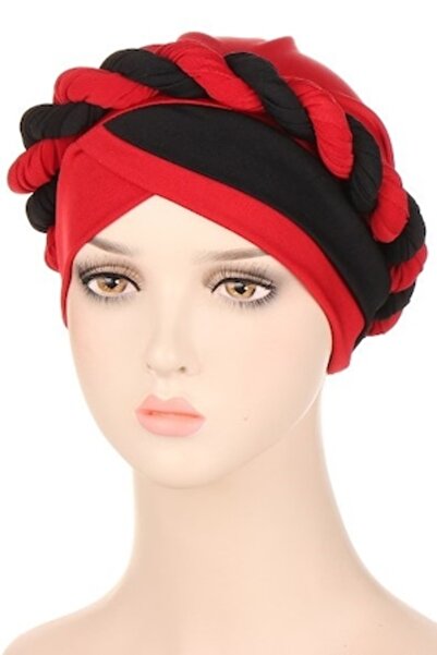 OEM Elegant women's turban, viscose, one size, Red/Black