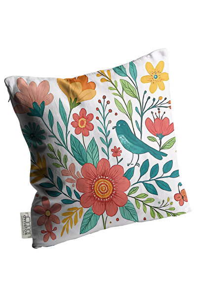 LOVER Decorative Bird Throw Pillow Cover Floral Pattern Reversible Digital Printing Pillowcase 4Pcs