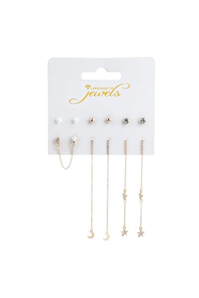 SHOPIENS Set de cercei pentru femei, multicolori, 6 perechi, perle și pietre