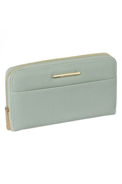 SHOPIENS MYONNA Women's Wallet Exclusivo with Handle - Pastel Green, 19.5x11x3 cm, Gold Details