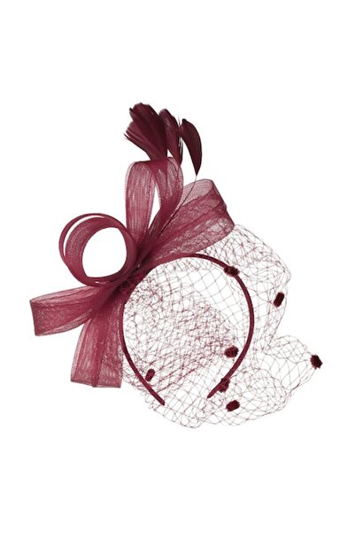 ANTBRO Coronita Par Deghizare, Voal si Pene, Culoare Bordo