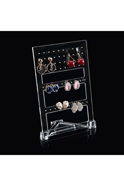SHOPIENS Jewelry Organizer Stand Model A, Acrylic, Transparent, 15x23 cm, Holds 30 Pairs of Earrings