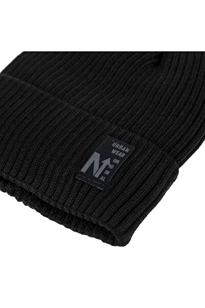 MYONNA IT & E- COMMERCE Men's Knitted Beanie with Faux Fur Lining and Black Patch - MYONNA