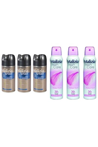 Malizia Variety Set - 6 x 150ml Deodorants (3 Men Sport Fresh, 3 Fresh Care Perfect Touch)
