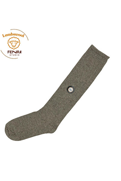 FENRA STUDIO Women's Winter Thermal Wool Warm Lambswool Knee-High Beige Socks