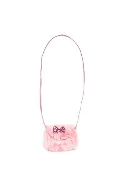 MYONNA IT & E- COMMERCE Children's Pink Fur Bow Bag, Crossbody 48cm, 17x13cm