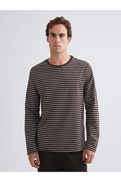 LC Waikiki Ανδρικό μπλουζάκι με μακρυμάνικο ριγέ λαιμόκοψη LCW ECO