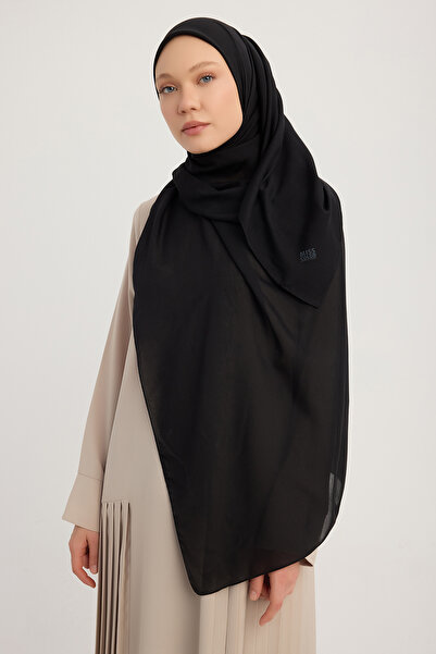 MıssColor A4801 وشاح شيفون كبير 140x140 - أسود